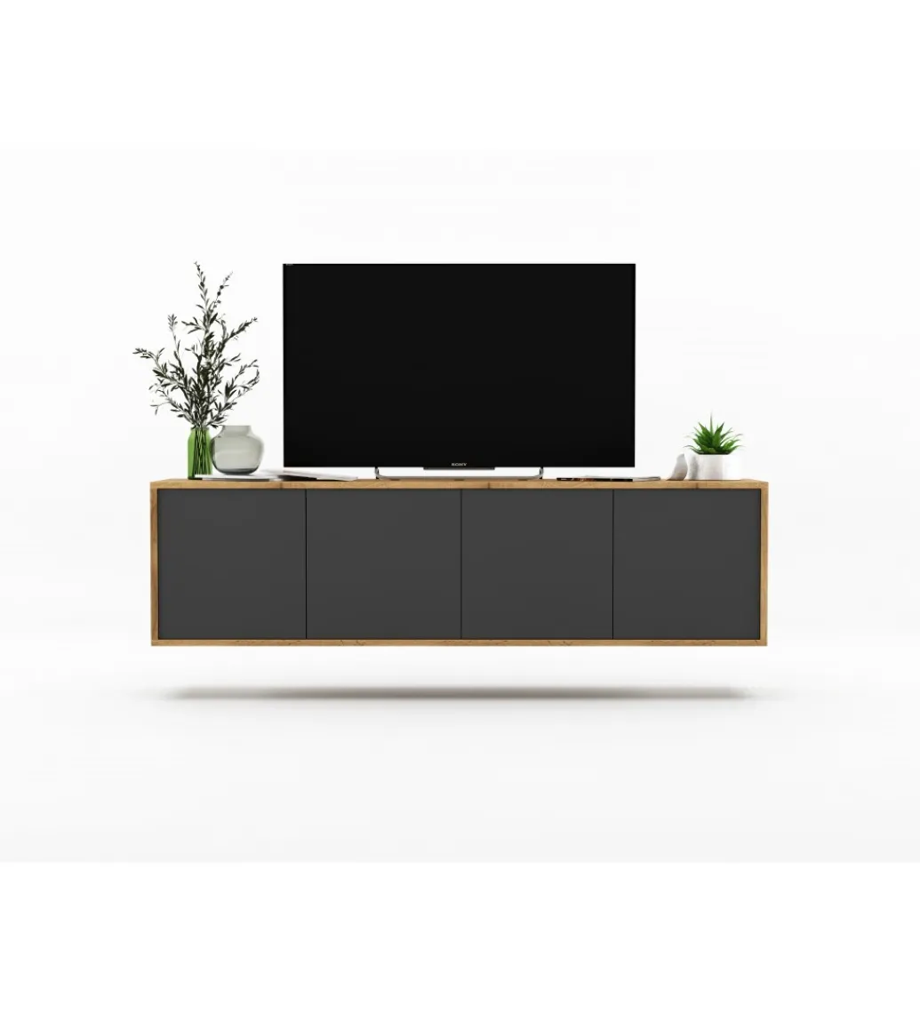 Polski Design ML Stolik pod Tv wiszący Apollo B 150 cm antracytowy