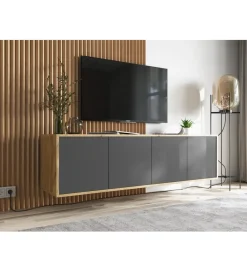 Polski Design ML Stolik pod Tv wiszący Apollo B 150 cm antracytowy