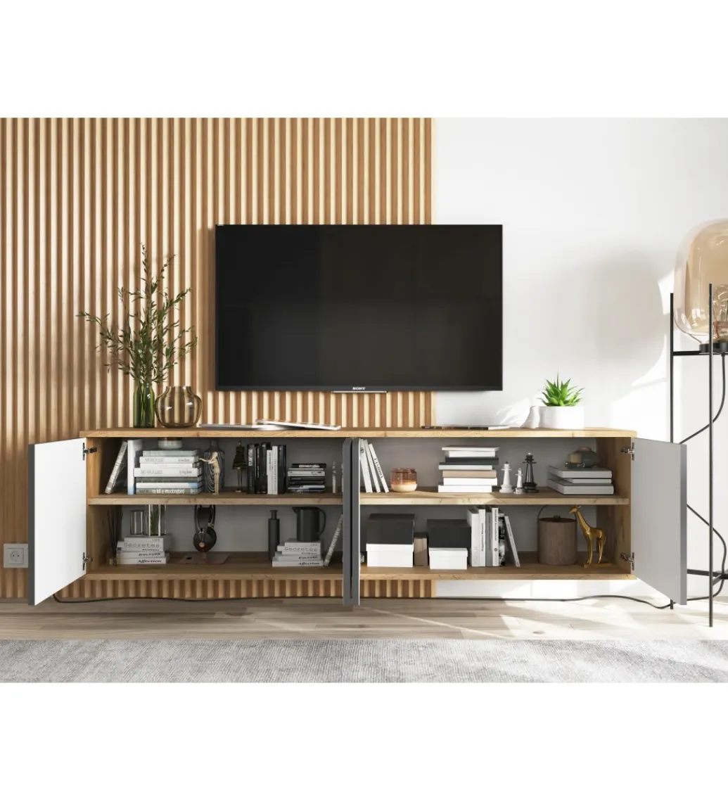 Polski Design ML Stolik pod Tv wiszący Apollo B 150 cm antracytowy