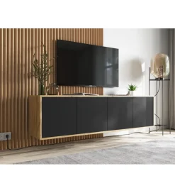 Polski Design ML Stolik pod Tv wiszący Apollo B 150 cm czarny
