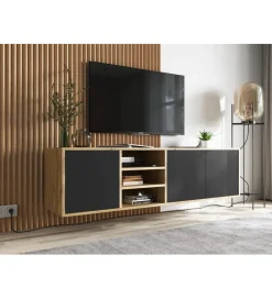 Polski Design ML Stolik Pod Tv wiszący Apollo 150 Cm Czarny