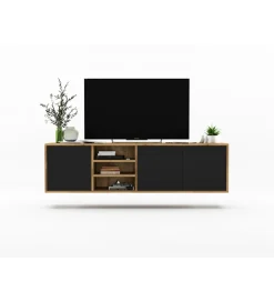 Polski Design ML Stolik Pod Tv wiszący Apollo 150 Cm Czarny