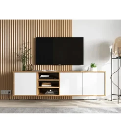 Polski Design ML Stolik Pod Tv wiszący Apollo 150 Cm Biały