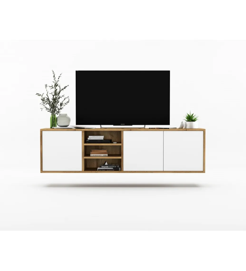 Polski Design ML Stolik Pod Tv wiszący Apollo 150 Cm Biały