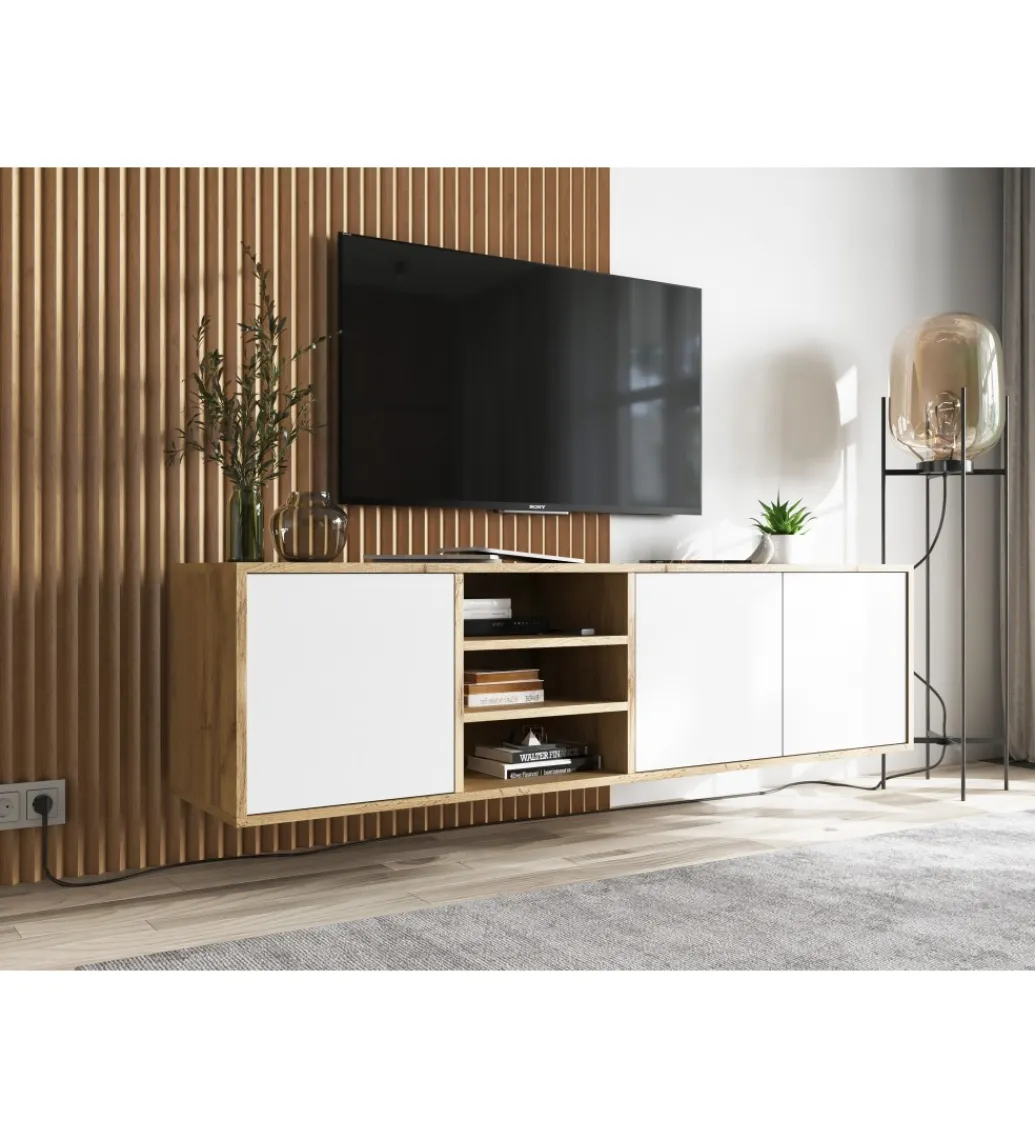 Polski Design ML Stolik Pod Tv wiszący Apollo 150 Cm Biały