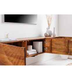 Invicta Interior Stolik pod Tv wiszący DAVIDE Scorpion 160 cm drewno mango brąz