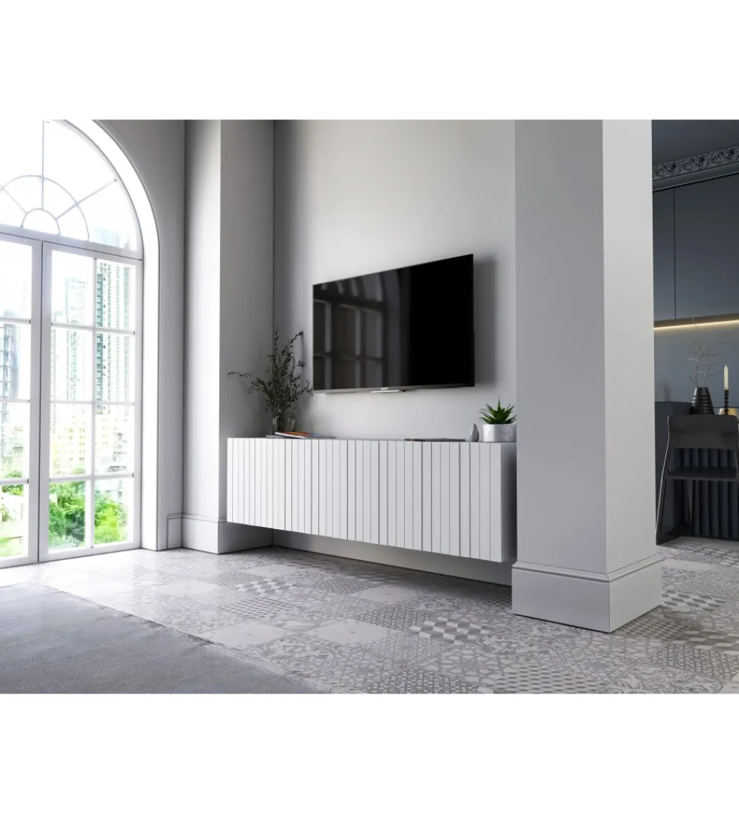Polski Design ML Stolik pod TV wiszący ELPIS 150 cm biały