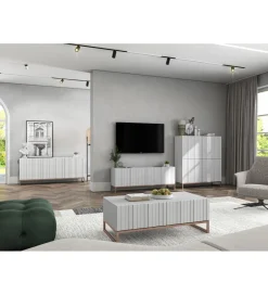 Polski Design ML Stolik pod TV wiszący ELPIS 150 cm biały
