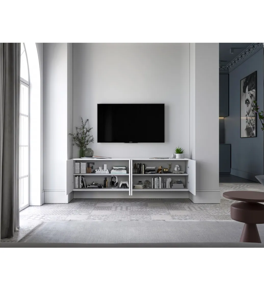 Polski Design ML Stolik pod TV wiszący ELPIS 150 cm biały