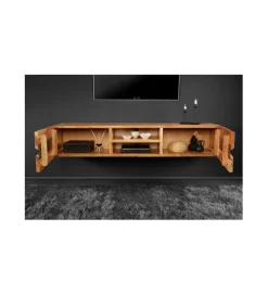 Invicta Interior - przedsprzedaż Stolik pod Tv wiszący EUFRAT Amazonas 160 cm drewno akacja