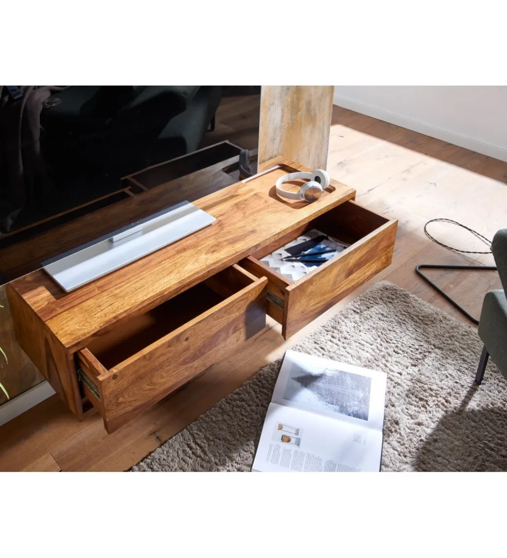 WOHNLING, GERMANY Stolik pod Tv wiszący INDIOS 108 cm drewno sheesham