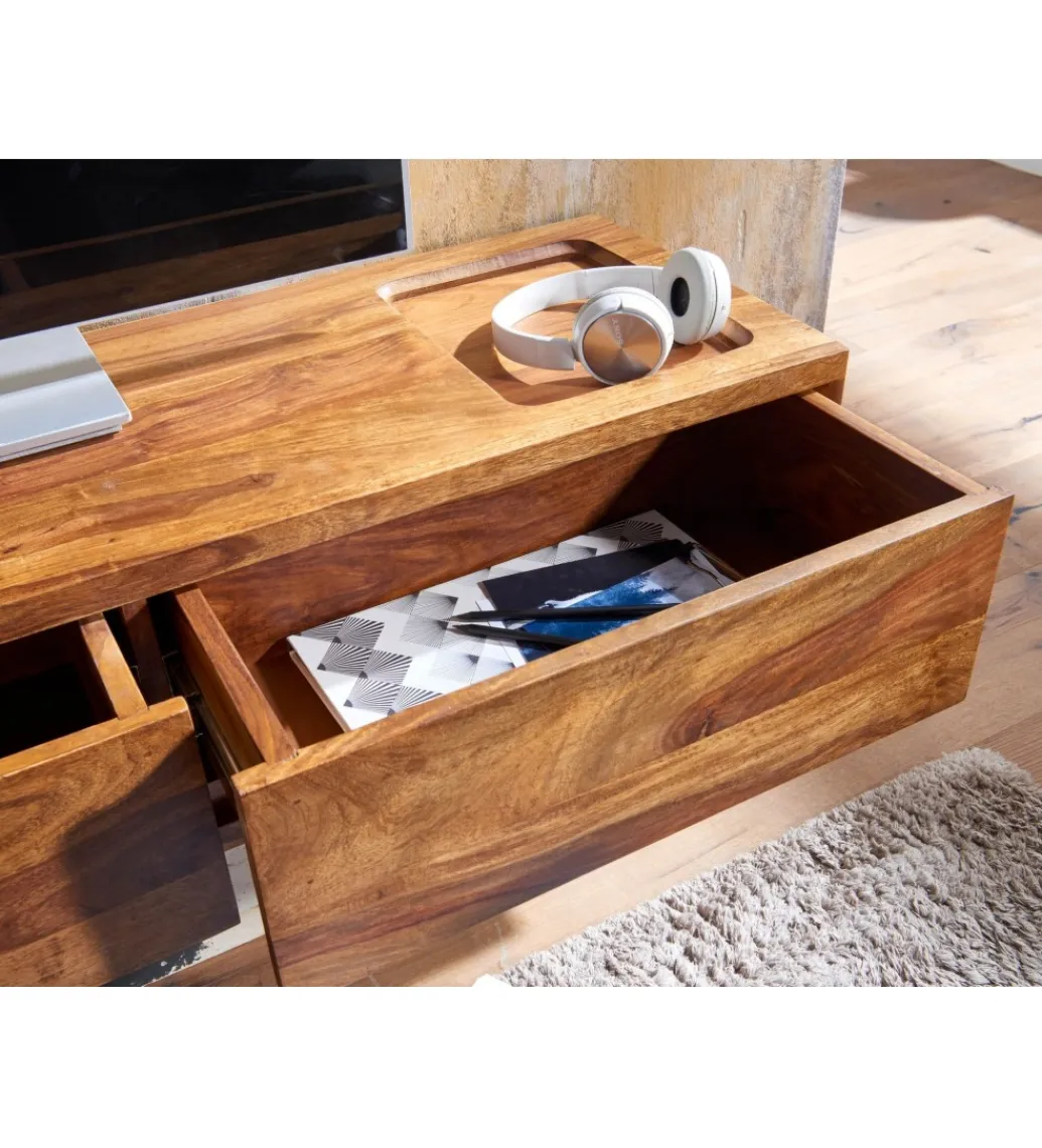 WOHNLING, GERMANY Stolik pod Tv wiszący INDIOS 108 cm drewno sheesham