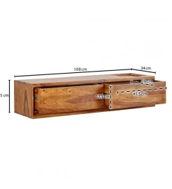 WOHNLING, GERMANY Stolik pod Tv wiszący INDIOS 108 cm drewno sheesham