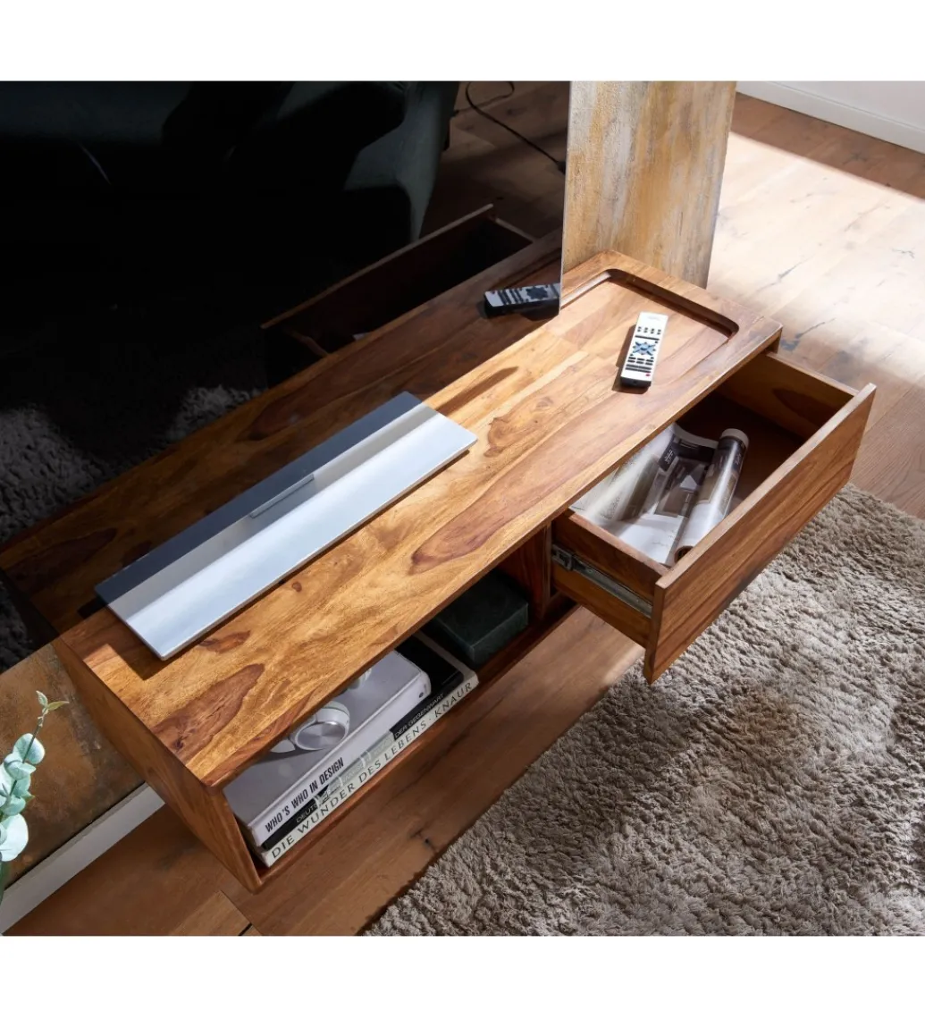 WOHNLING, GERMANY Stolik pod Tv wiszący INDIOS II 108 cm drewno sheesham