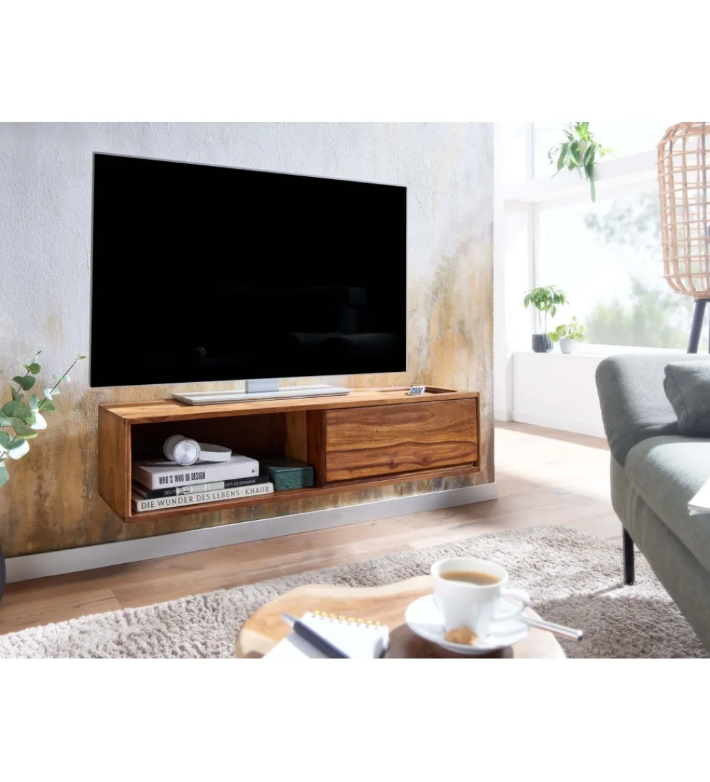 WOHNLING, GERMANY Stolik pod Tv wiszący INDIOS II 108 cm drewno sheesham