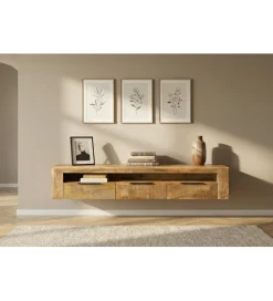 Invicta Interior Stolik pod TV wiszący IRON CRAFT 160 cm drewno mango