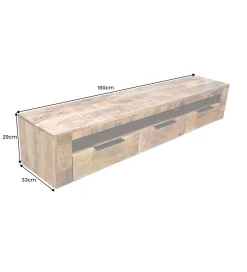 Invicta Interior Stolik pod TV wiszący IRON CRAFT 160 cm drewno mango
