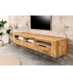Invicta Interior Stolik pod TV wiszący IRON CRAFT 160 cm drewno mango