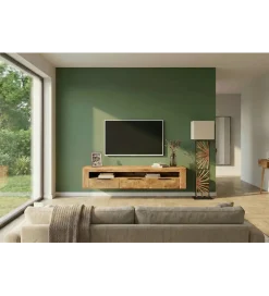 Invicta Interior Stolik pod TV wiszący IRON CRAFT 160 cm drewno mango