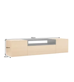 Invicta Interior Stolik pod TV wiszący LOFT 160 cm naturalna czarna