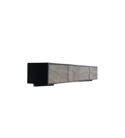 Invicta Interior Stolik pod TV wiszący MOUNTAIN SOUL 200 cm drewno akacja czarny
