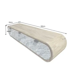Invicta Interior Stolik pod TV wiszący ORGANIC 160 cm drewno akacja kolor kamienia