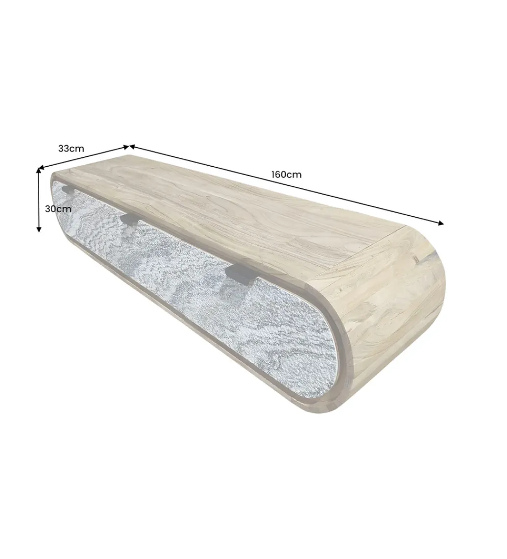 Invicta Interior Stolik pod TV wiszący ORGANIC 160 cm drewno akacja kolor kamienia