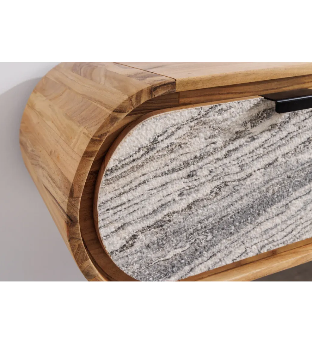 Invicta Interior Stolik pod TV wiszący ORGANIC 160 cm drewno akacja kolor kamienia