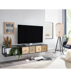 WOHNLING, GERMANY Stolik pod TV wiszący SANDINO 150 cm drewno mango