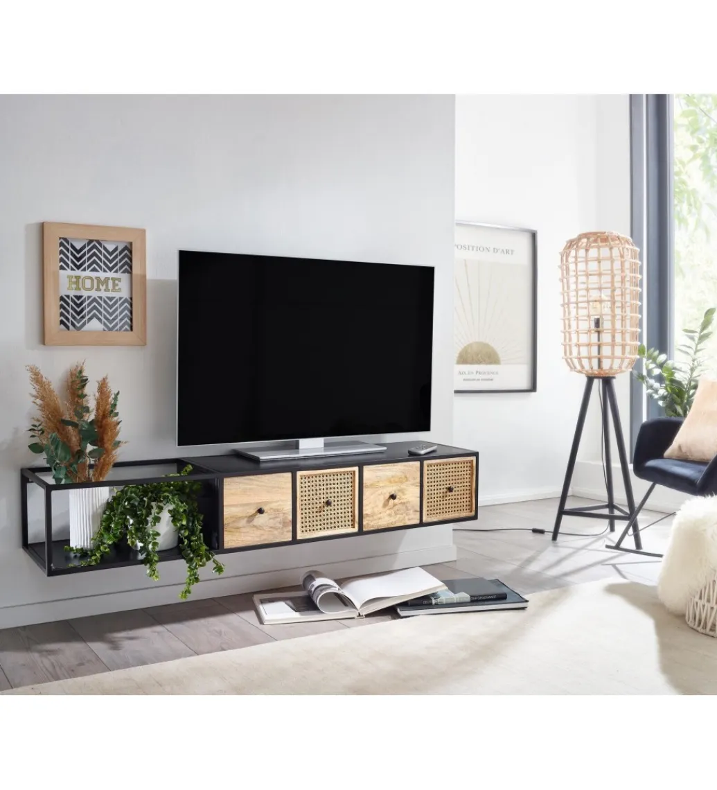 WOHNLING, GERMANY Stolik pod TV wiszący SANDINO 150 cm drewno mango