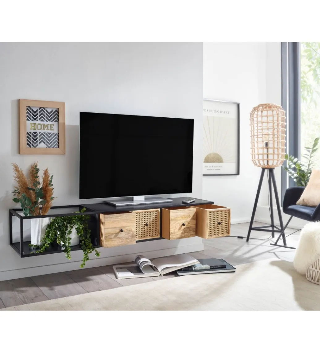 WOHNLING, GERMANY Stolik pod TV wiszący SANDINO 150 cm drewno mango