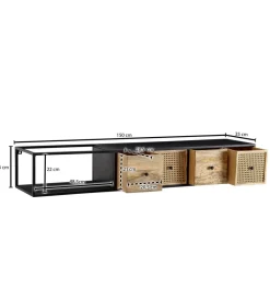 WOHNLING, GERMANY Stolik pod TV wiszący SANDINO 150 cm drewno mango