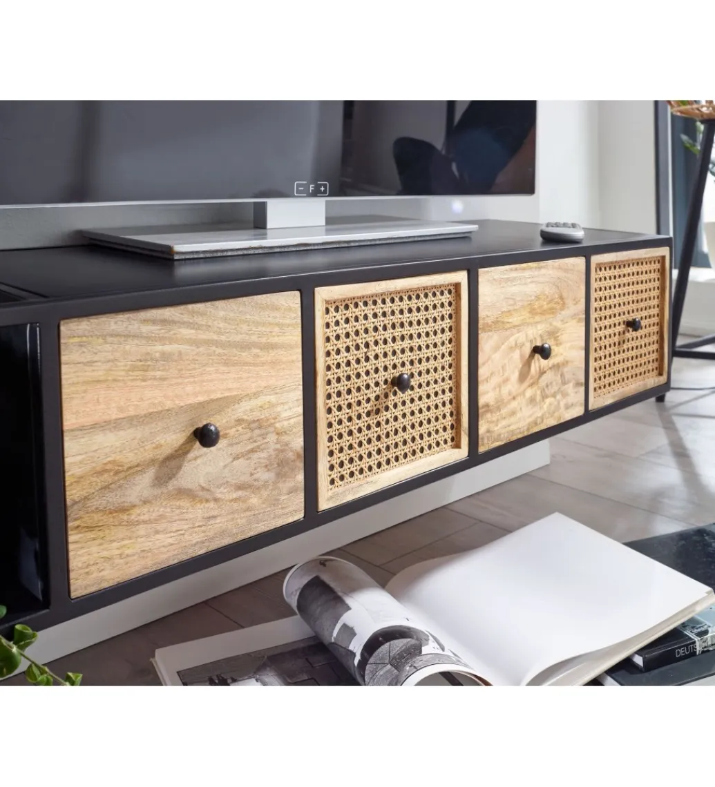WOHNLING, GERMANY Stolik pod TV wiszący SANDINO 150 cm drewno mango