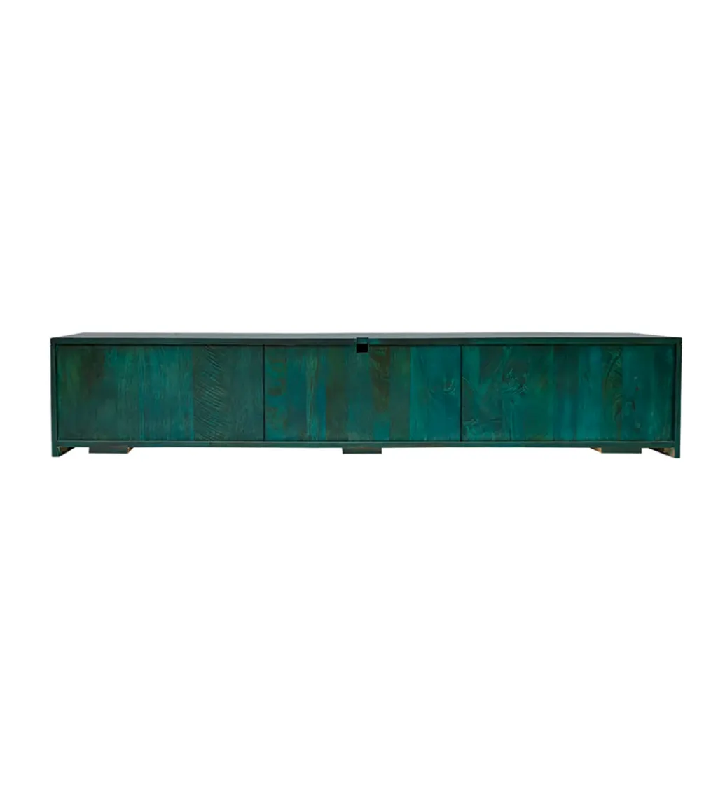 Invicta Interior Stolik pod TV wiszący SWEET GOLDEN SUNSET 160 cm drewno mango turkusowy