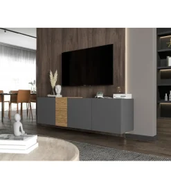 Polski Design ML Stolik pod TV wiszący VANTA 160 cm antracyt mat
