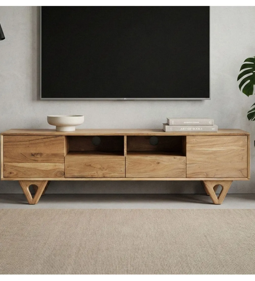 WOHNLING, GERMANY Stolik pod TV WOHNLING 160 cm drewno akacja