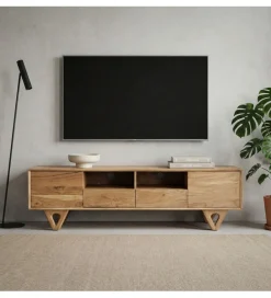 WOHNLING, GERMANY Stolik pod TV WOHNLING 160 cm drewno akacja
