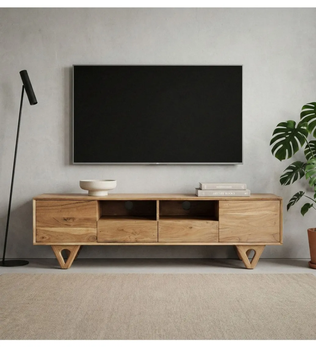 WOHNLING, GERMANY Stolik pod TV WOHNLING 160 cm drewno akacja