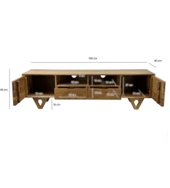 WOHNLING, GERMANY Stolik pod TV WOHNLING 160 cm drewno akacja
