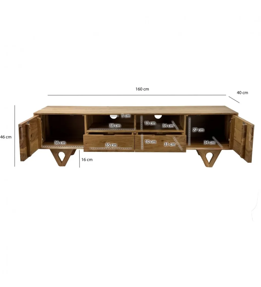 WOHNLING, GERMANY Stolik pod TV WOHNLING 160 cm drewno akacja