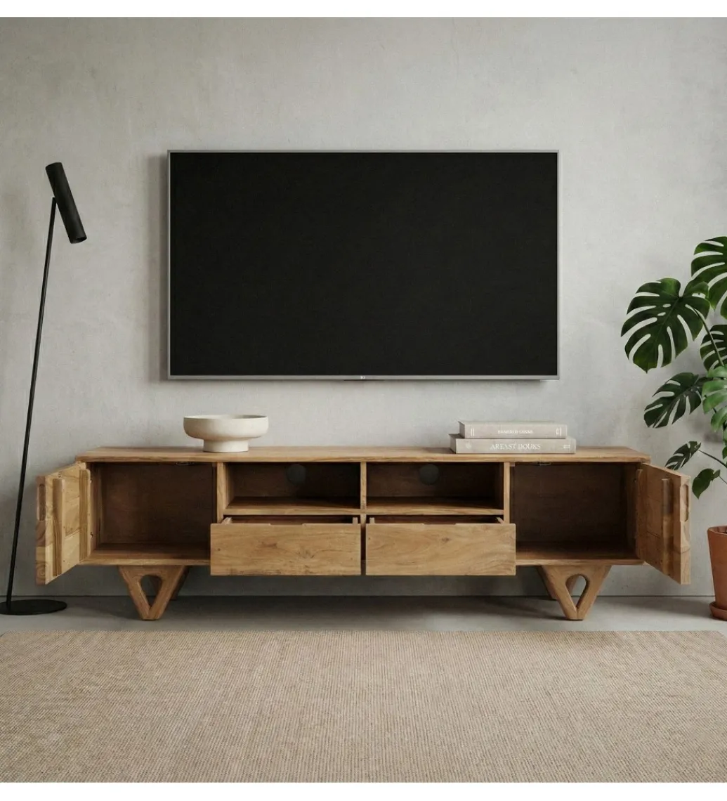 WOHNLING, GERMANY Stolik pod TV WOHNLING 160 cm drewno akacja
