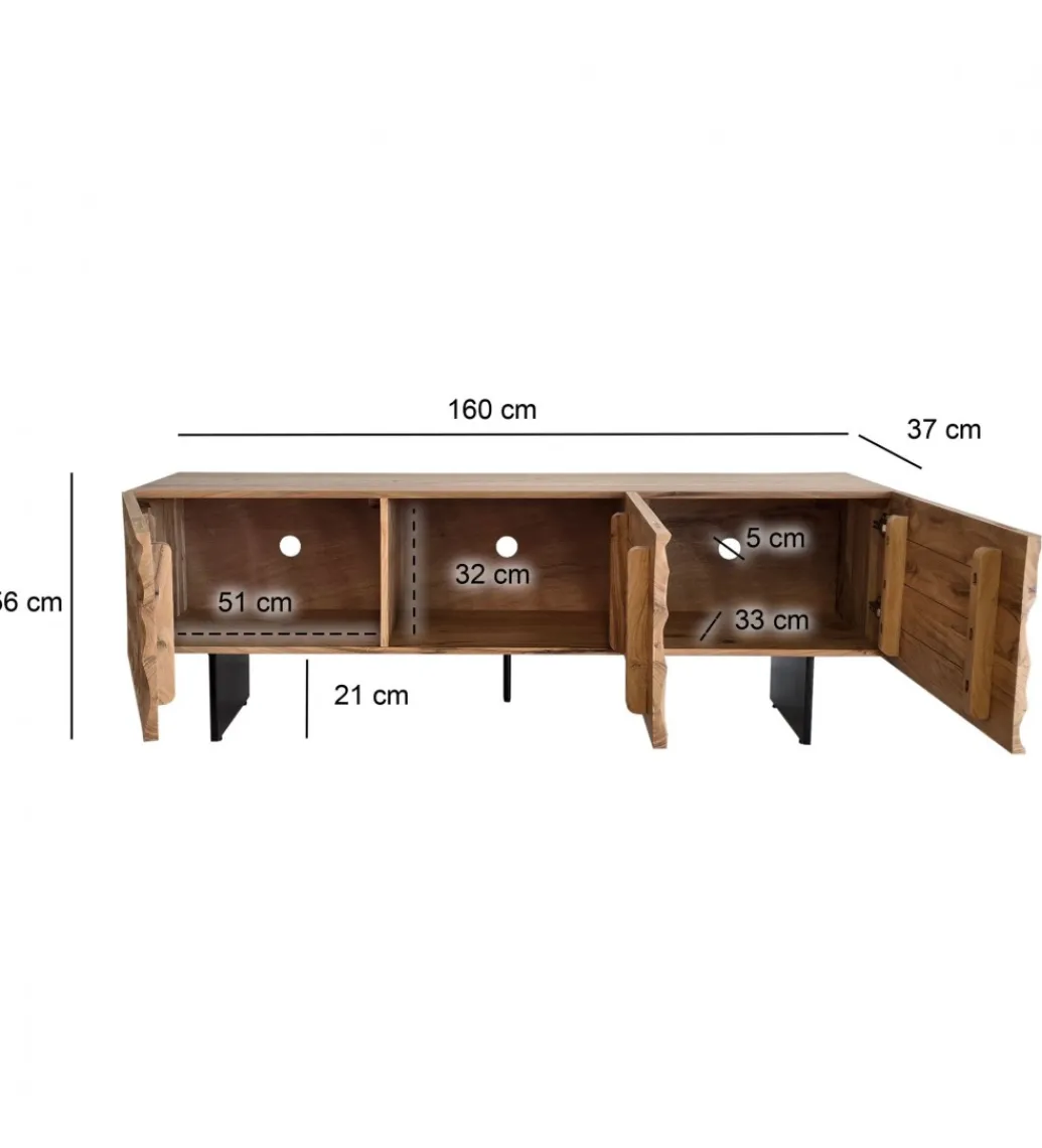 WOHNLING, GERMANY Stolik pod TV WOHNLING 160 cm drewno akacja
