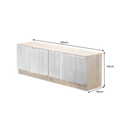 Invicta Interior Stolik pod TV ZALVERO 150 cm drewno mango srebrny front
