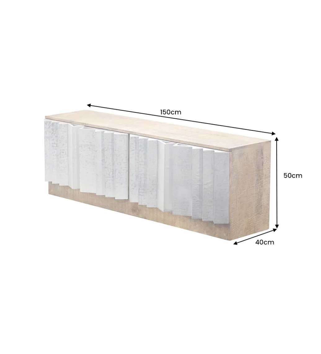 Invicta Interior Stolik pod TV ZALVERO 150 cm drewno mango srebrny front