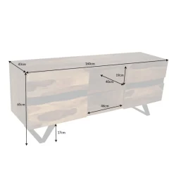 Invicta Interior Stolik pod TV ZAMBEZI Amazonas 160 cm drewno Sheesham