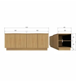 WOOOD Stolik pod TV ZUMA 133 cm drewno dębu naturalna