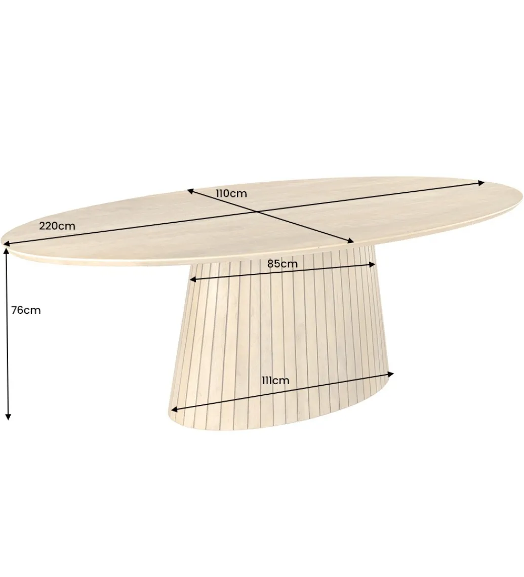 Invicta Interior Stół owalny TOMES 220 cm drewno mango bielone