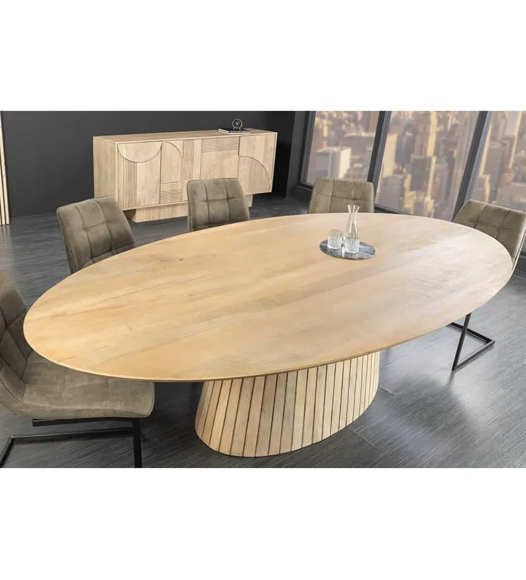 Invicta Interior Stół owalny TOMES 220 cm drewno mango bielone