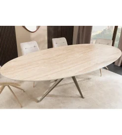 Invicta Interior Stół owalny TRAVERTIN 220 cm ceramika w optyce trawertynu