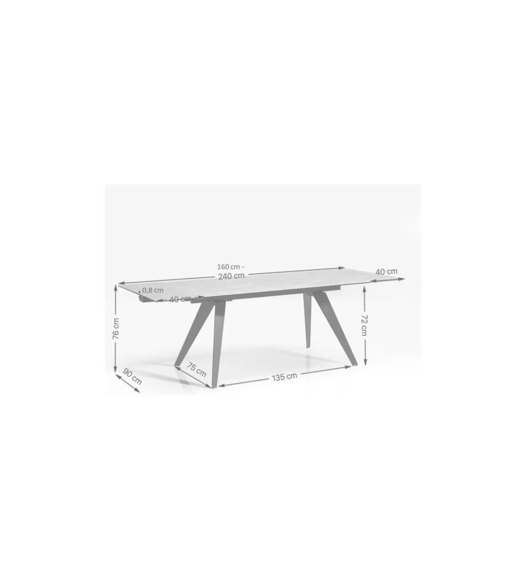 KDesign Stół rozkładany AMSTERDAM od 160 do 240 cm ceramika czarna szkło